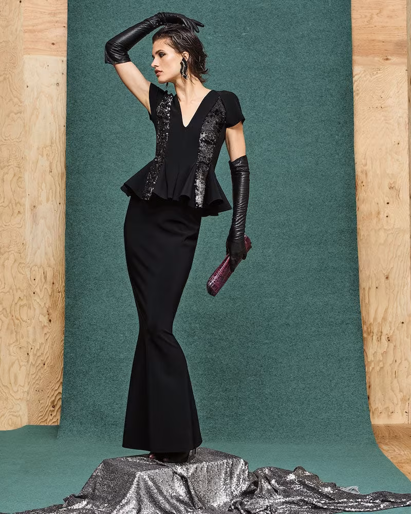 Chiara Boni La Petite Robe Feliciana Sequin & Peplum Gown