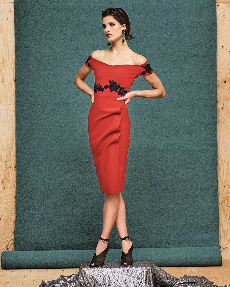 Chiara Boni La Petite Robe Thira Embellished Off-the-Shoulder Dress