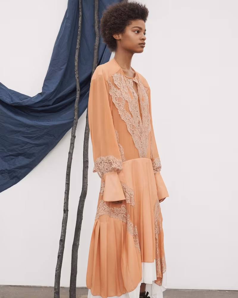 Chloé Chiffon & Organza Midi-Dress