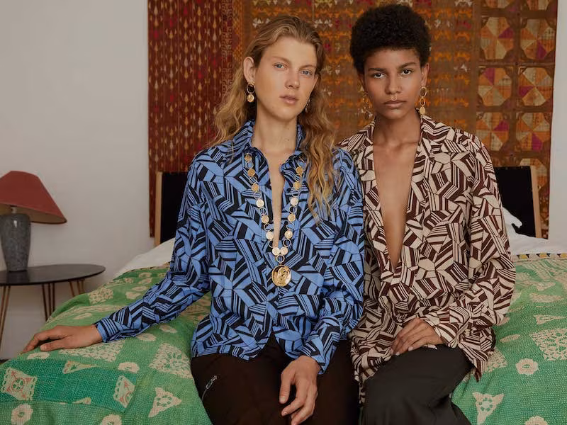 Chloé Geometric-Print Silk-Crepe Blouse