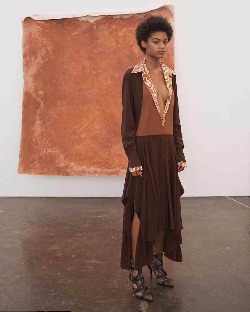 Chloé Ponte & Crêpe De Chine Asymmetric Dress