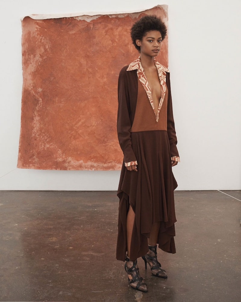 Chloé Ponte & Crêpe De Chine Asymmetric Dress
