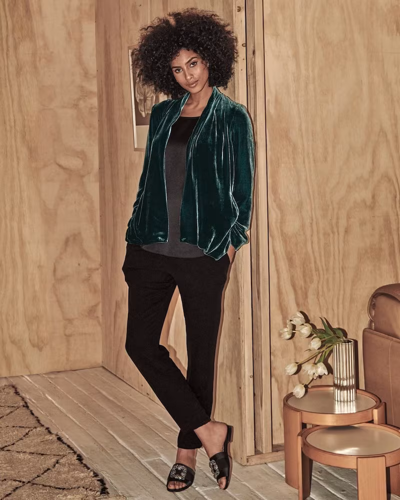 Eileen Fisher Velvet Open-Front Jacket