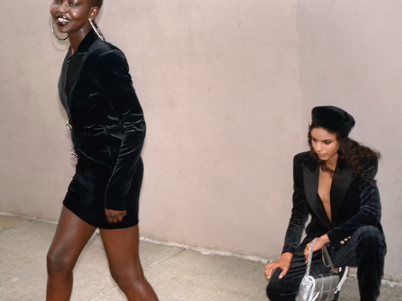 Faith Connexion Velvet Double-Breasted Blazer Dress