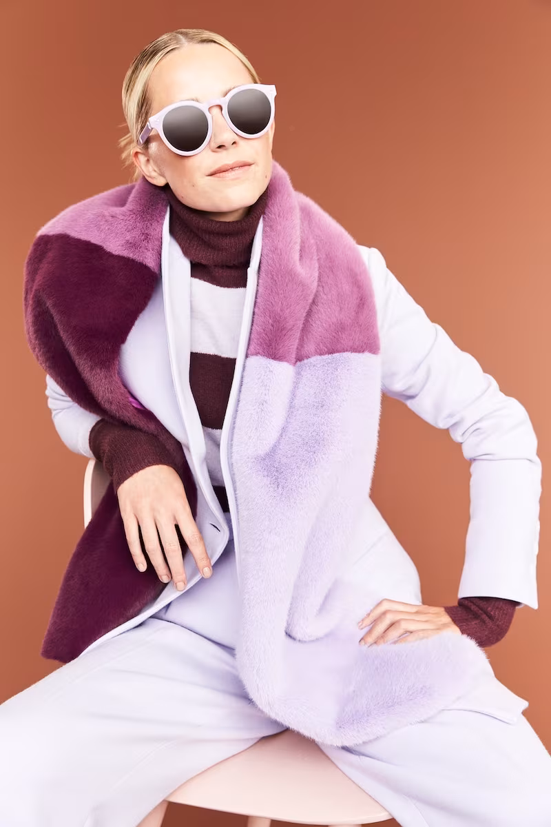 Halogen x Atlantic-Pacific Colorblock Faux Fur Stole