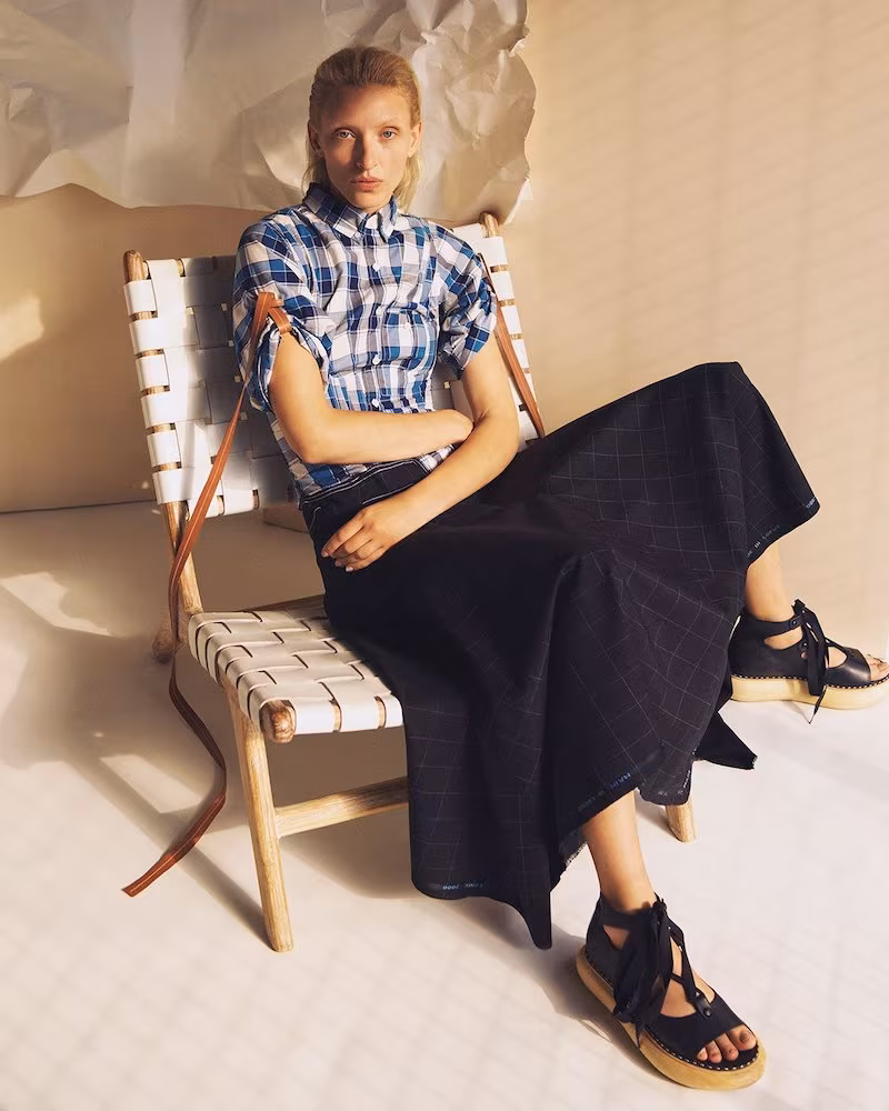Loewe Checked Contrast-Panel Dress