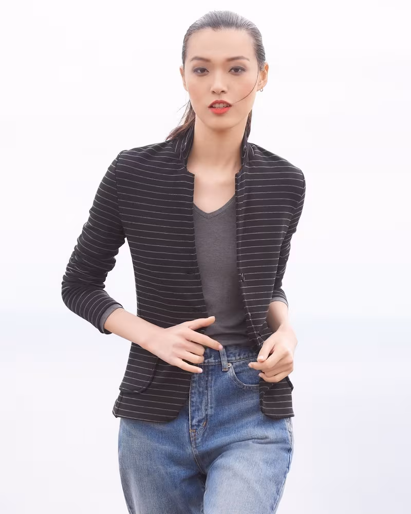 Majestic Paris for Neiman Marcus Soft Touch Striped Single-Breasted Blazer