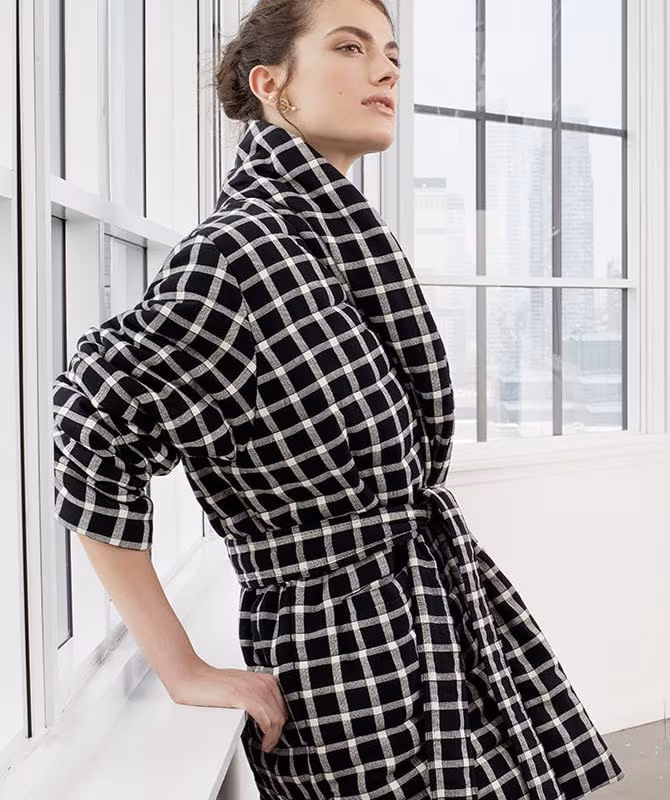 Mara Hoffman Willa Quilted Check Wrap Jacket