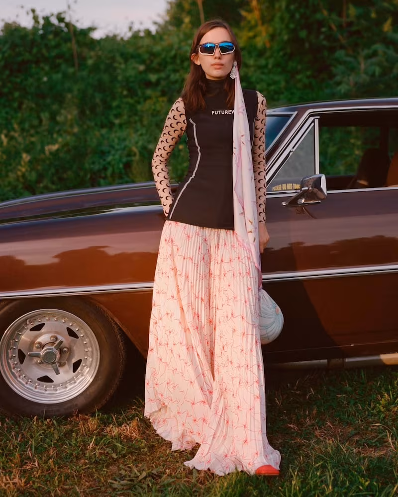 Marine Serre "Future Wear" Neoprene & Silk Dress