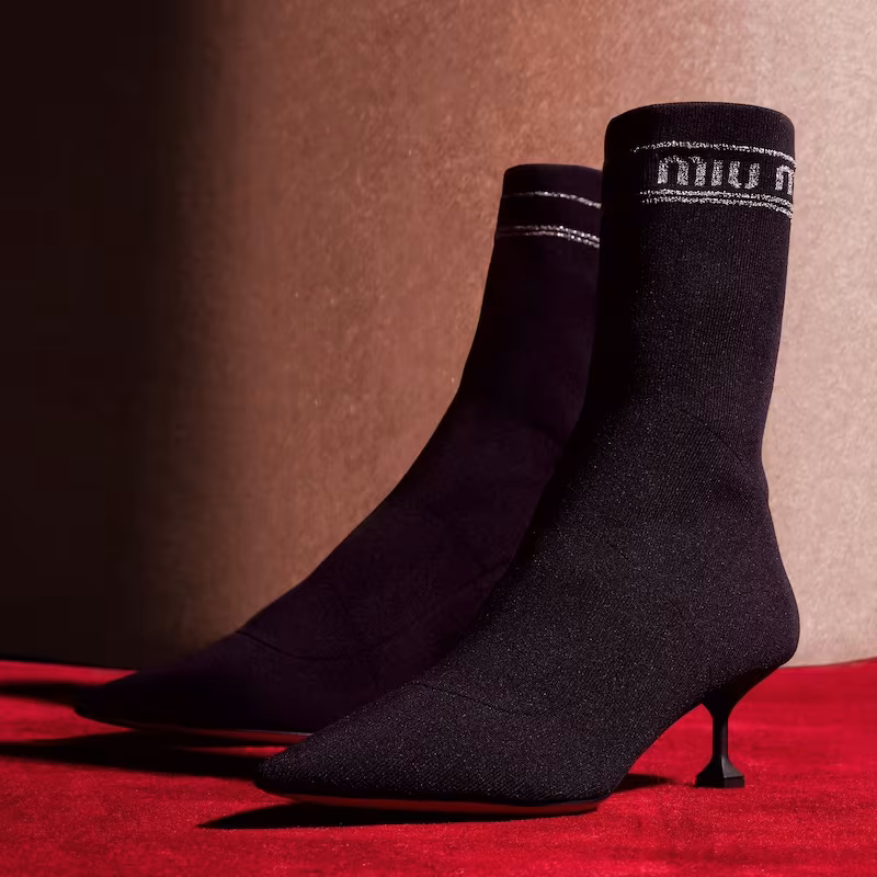 Miu Miu Rib-Knit Sock-Style Ankle Boots