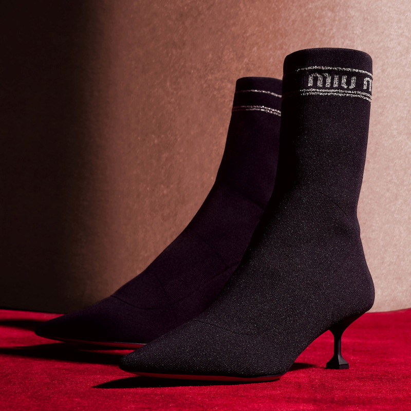 Miu Miu Rib-Knit Sock-Style Ankle Boots