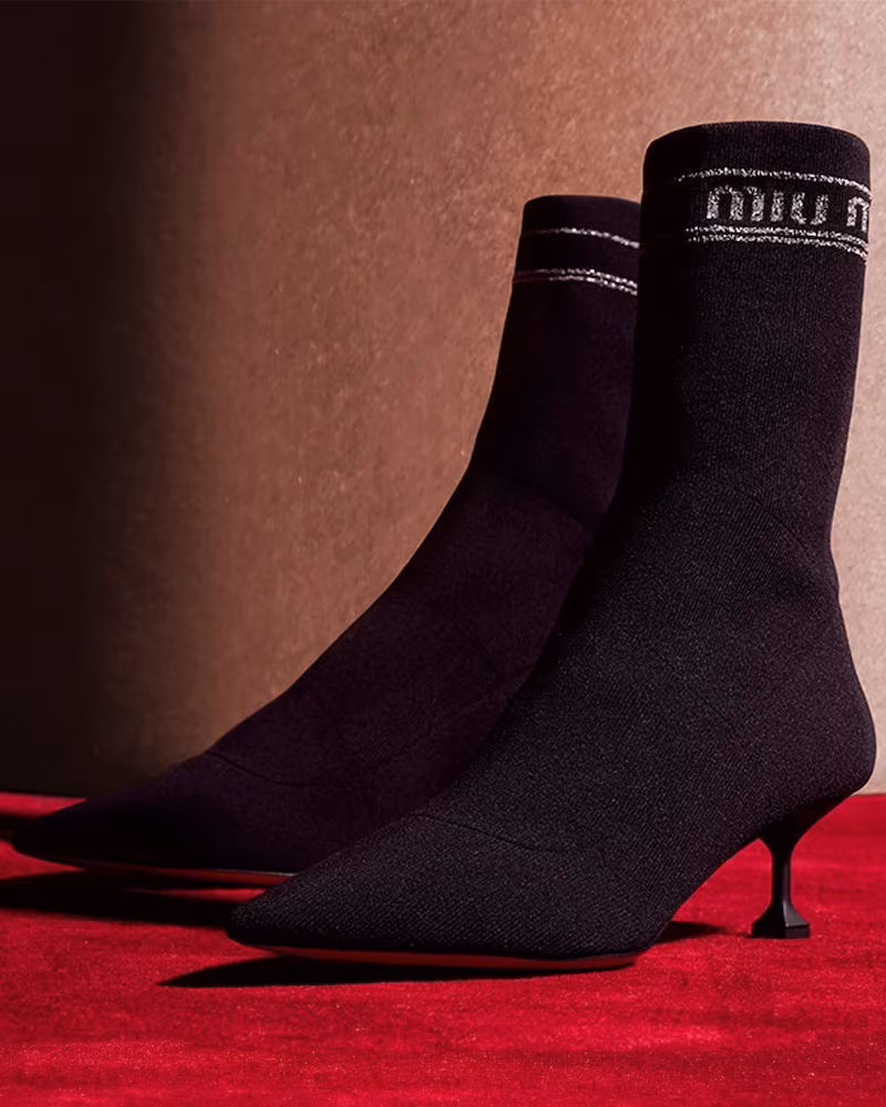 Miu Miu Rib-Knit Sock-Style Ankle Boots
