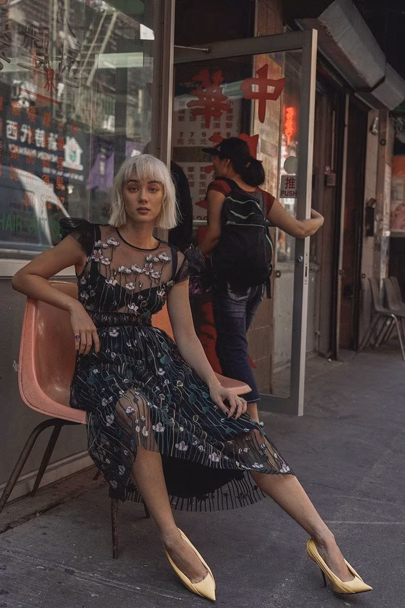 REDValentino Floral-Embroidered Tulle Midi Dress