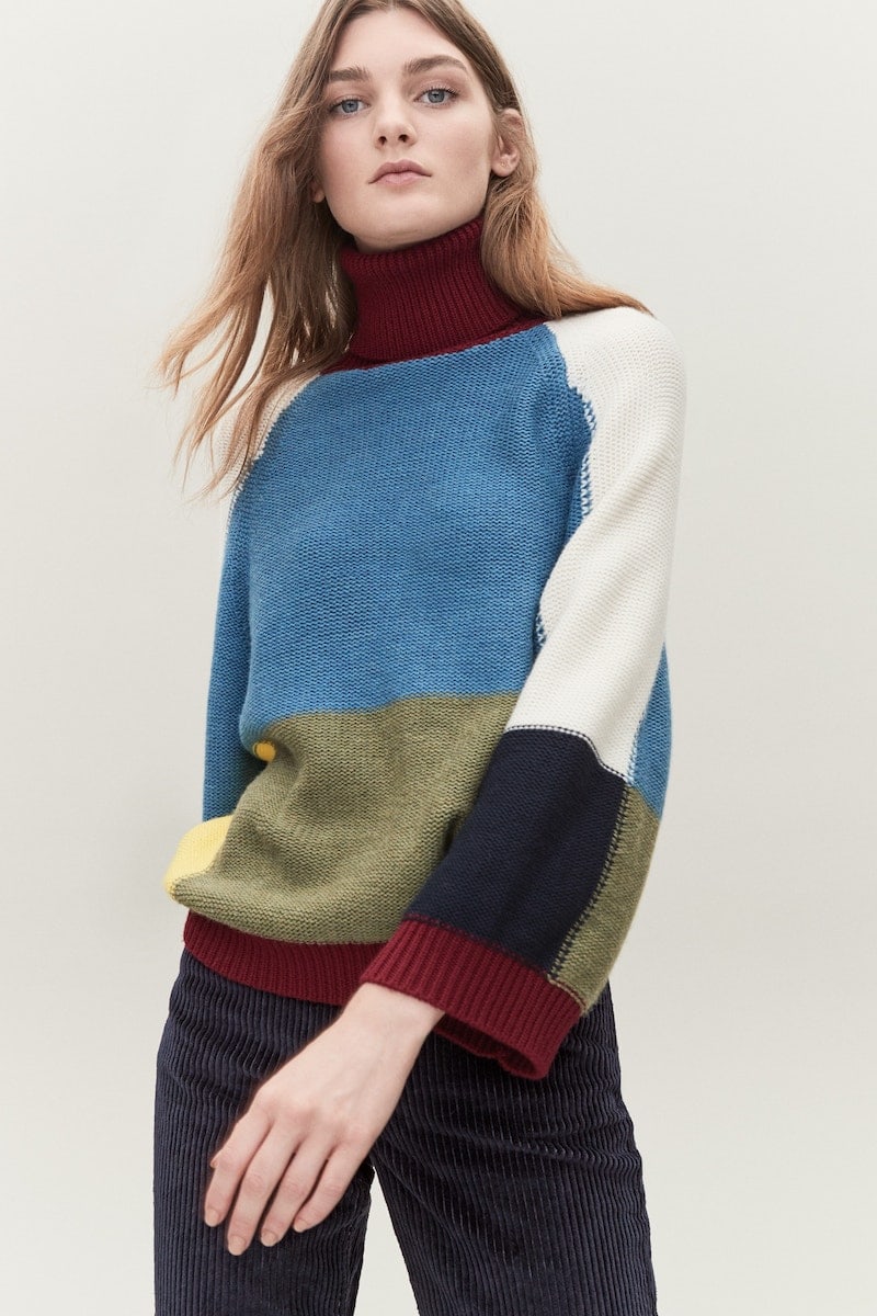 See by Chloé Colorblock Crop Sleeve Wool Sweater