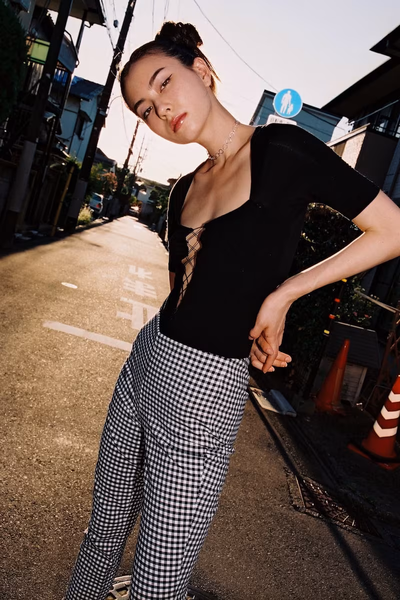 T by Alexander Wang Black Criss Cross Bodysuit
