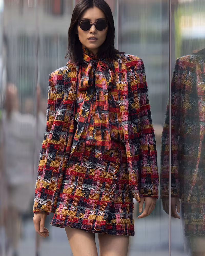 Adam Lippes Plaid Tweed Blazer with Pockets