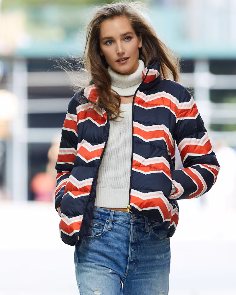 Bogner Ivy Chevron-Print Puffer Coat