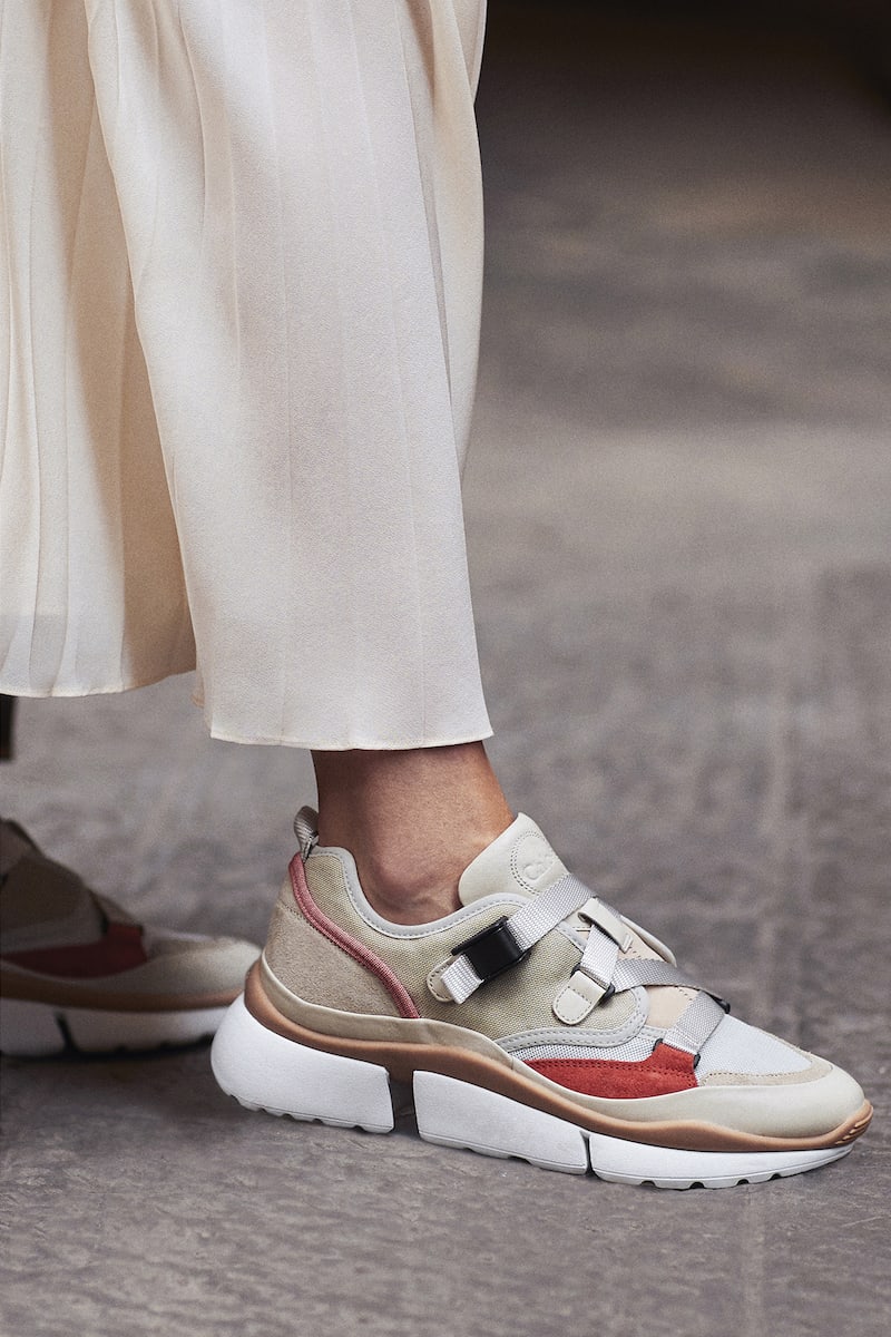 CHLOÉ Sonnie Canvas, Mesh, Suede and Leather Sneakers