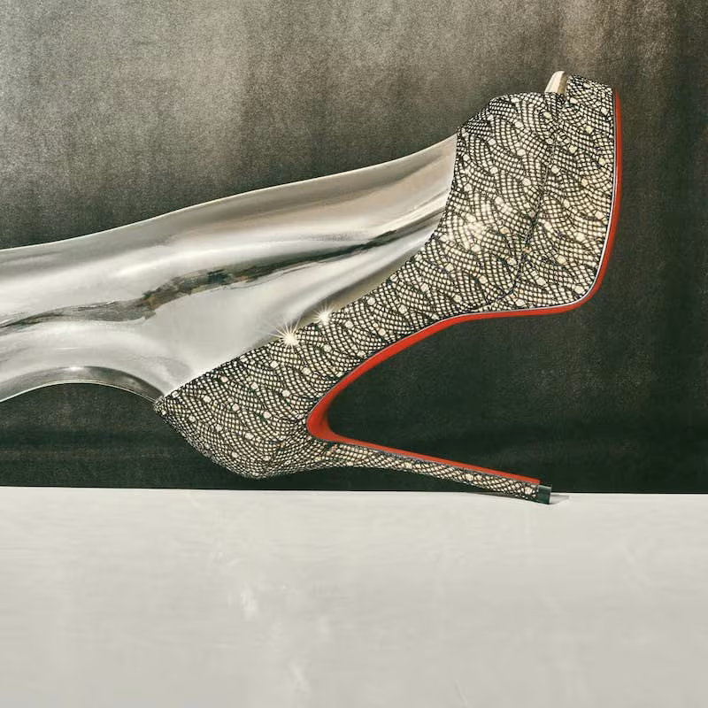 Christian Louboutin Fetish Glitter & Lace Platform Pumps