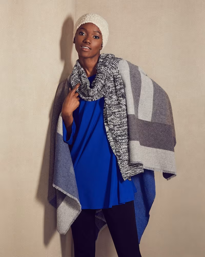 Eileen Fisher Cotton-Silk Colorblock Tunic Sweater