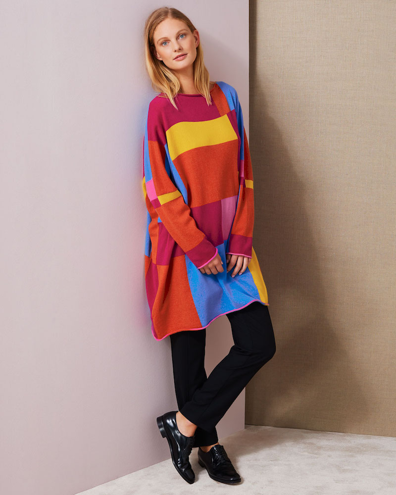 Eskandar Boat-Neck Geo-Intarsia Colorblock Cashmere Pullover Sweater