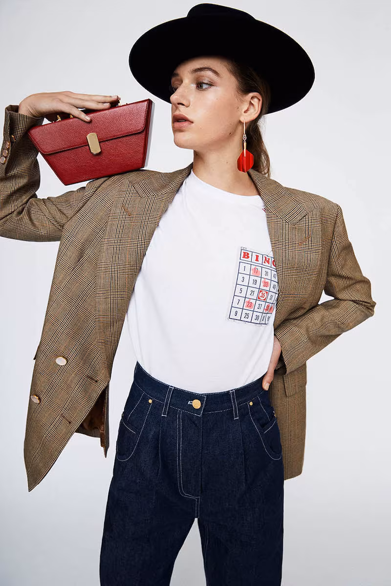 Hillier Bartley Cropped-Back Checked Wool Jacket