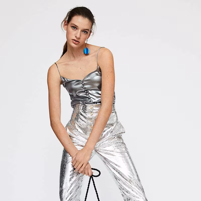 Hillier Bartley Metallic Silk Cami Top