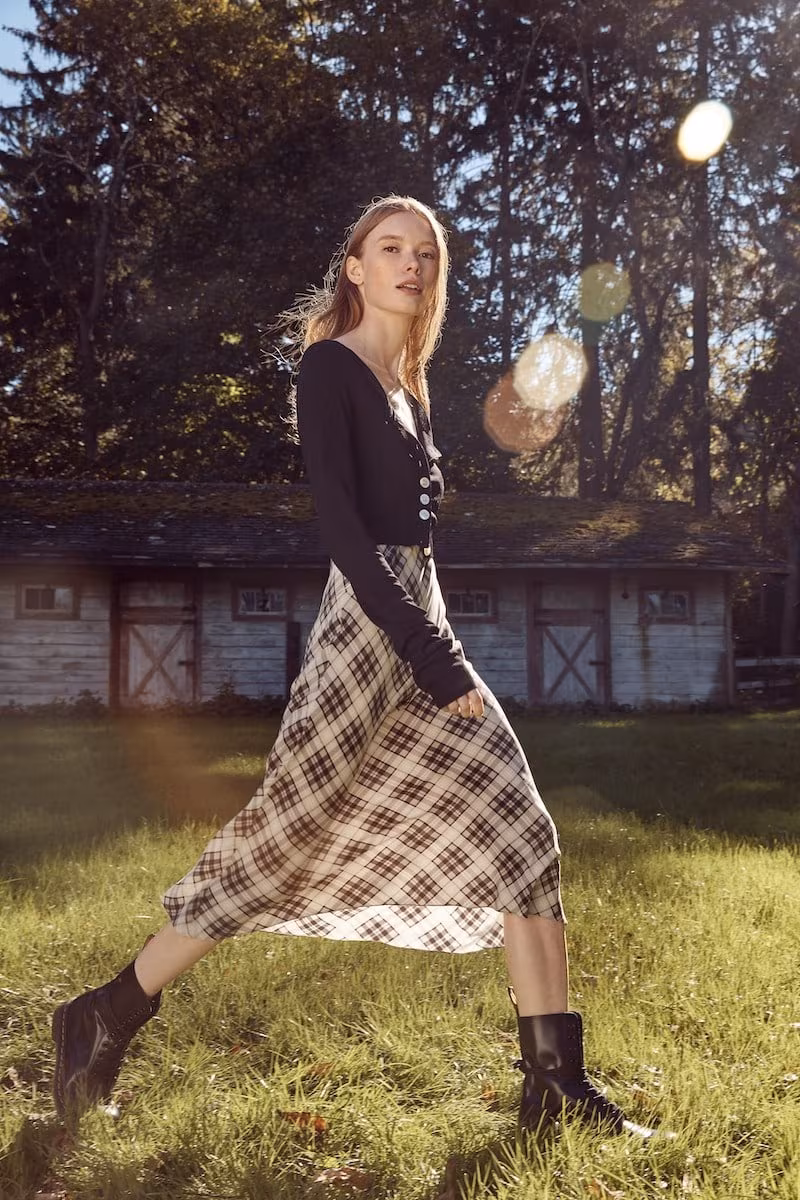 Marc Jacobs Bias Plaid Knee Length Dress