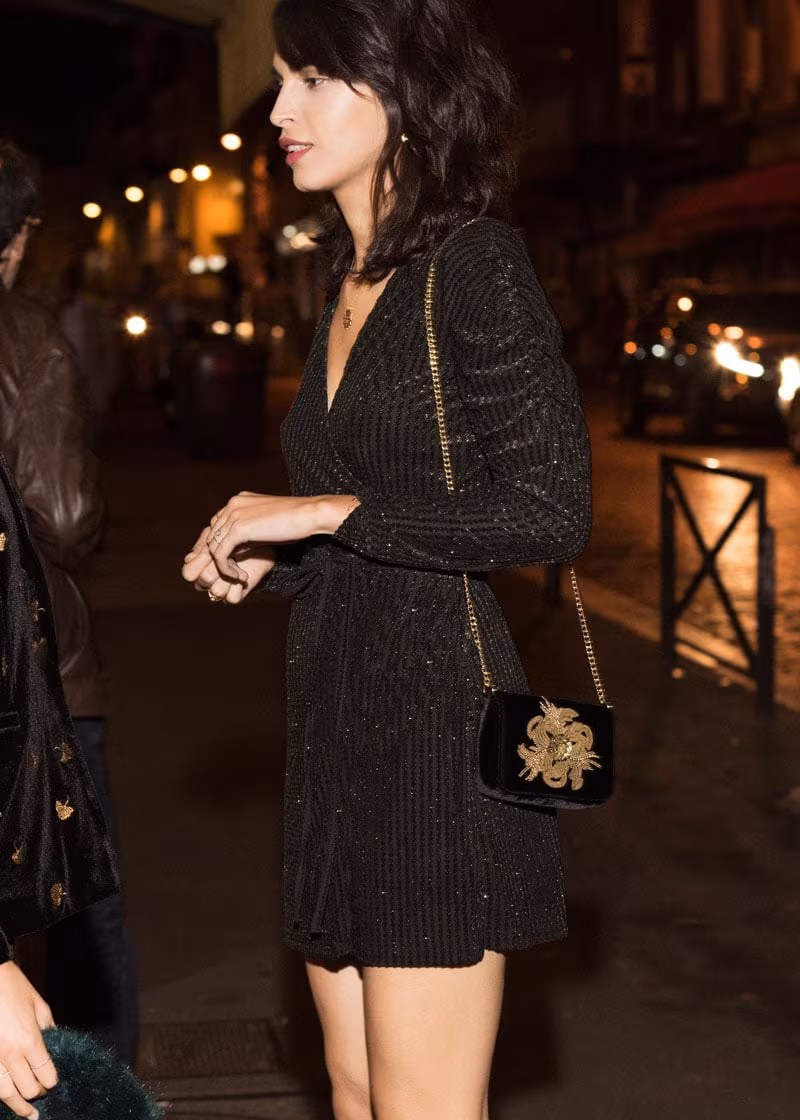 & Other Stories Beaded Velvet Crossbody Bag