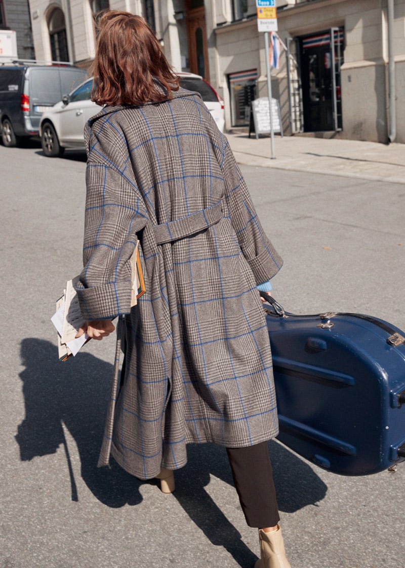 & Other Stories Belted Plaid Coat Cape
