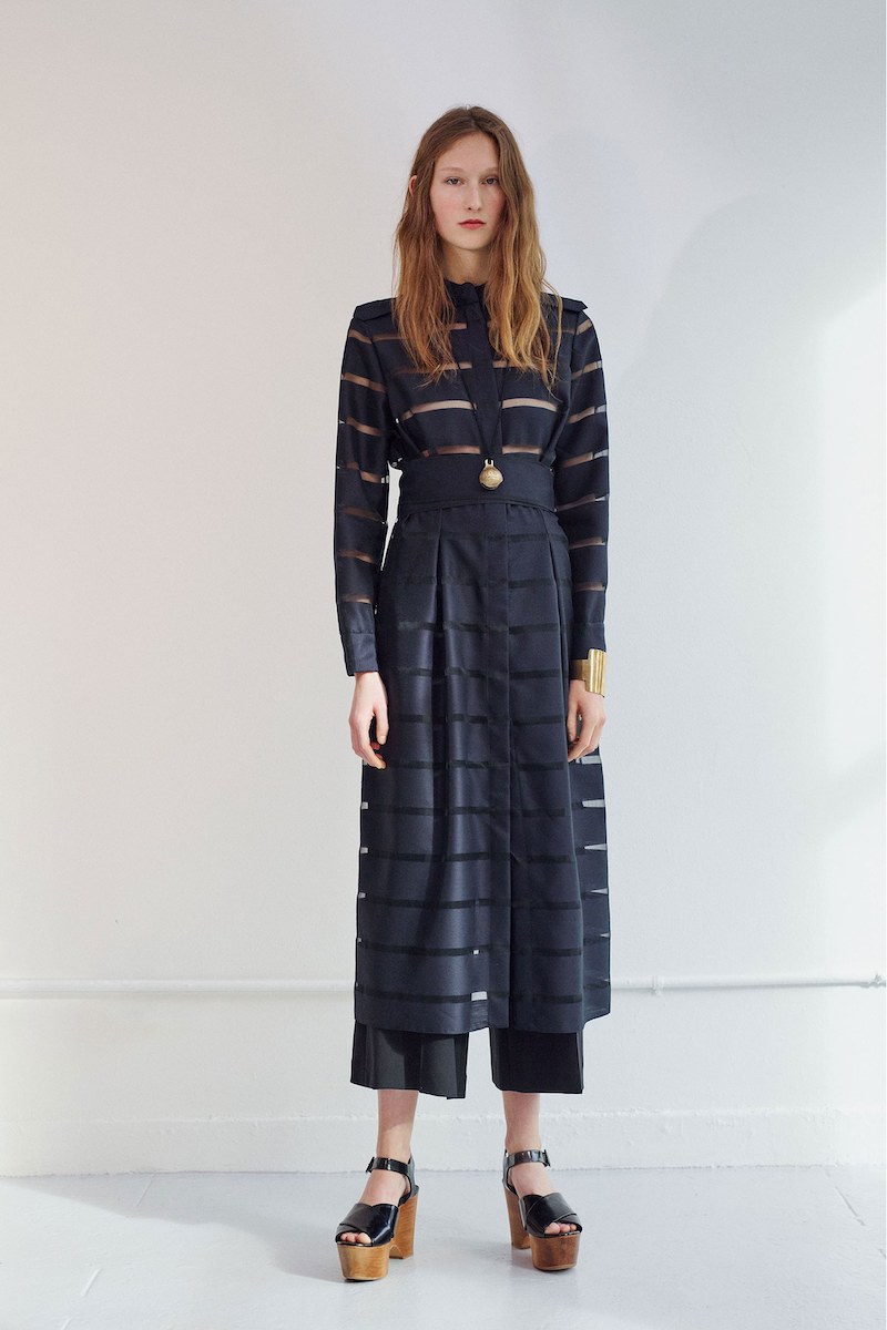 Partow Illusion Stripe Wool & Silk Dress