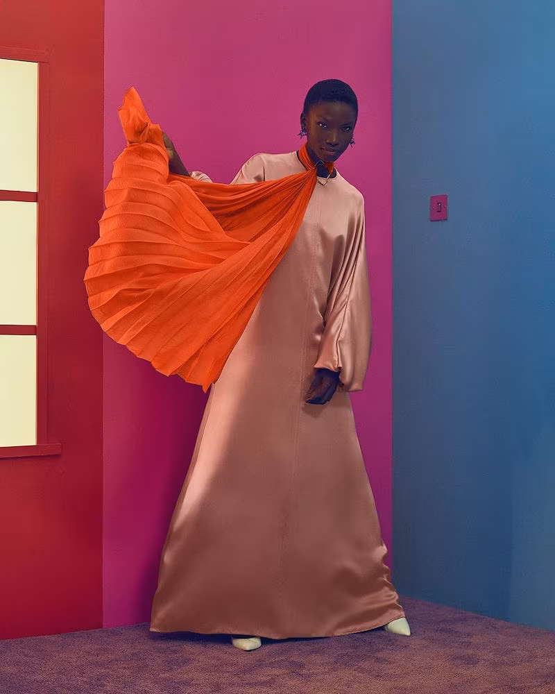 Roksanda Sanetti Tie-Neck Bi-Colour Dress