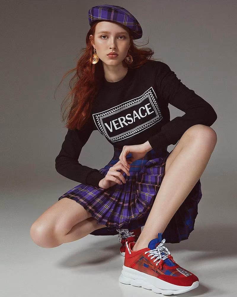 Versace Cropped Logo Printed Cotton Sweatshirt