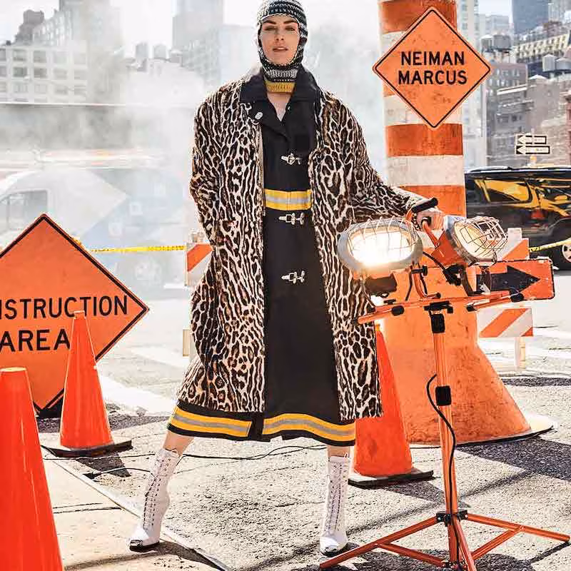 CALVIN KLEIN 205W39NYC Aged Long Fireman Coat with Reflective Stripes