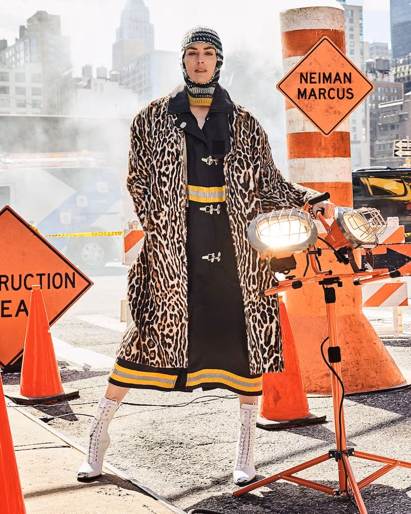 CALVIN KLEIN 205W39NYC Single-Breasted Oversized Leopard-Print Suede Coat