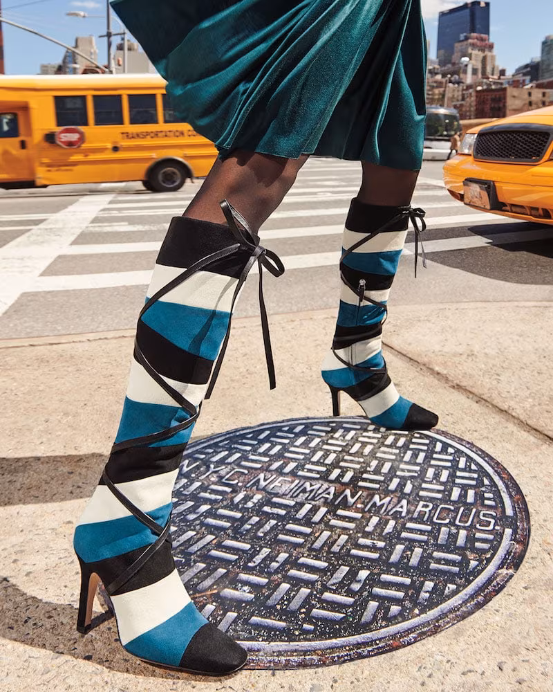 Manolo Blahnik Borneoflo Pieced Suede Knee Boot