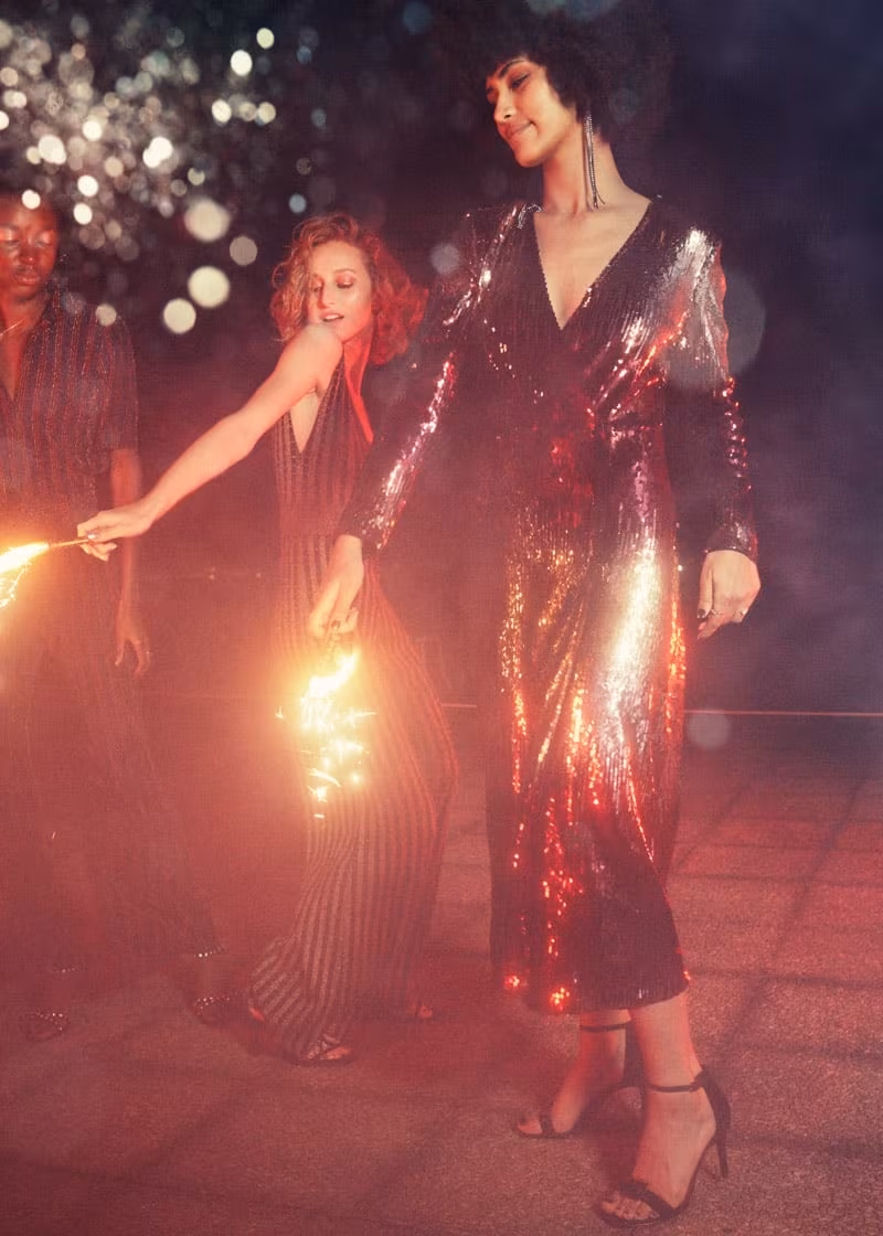& Other Stories Ombré Sequin Midi Dress