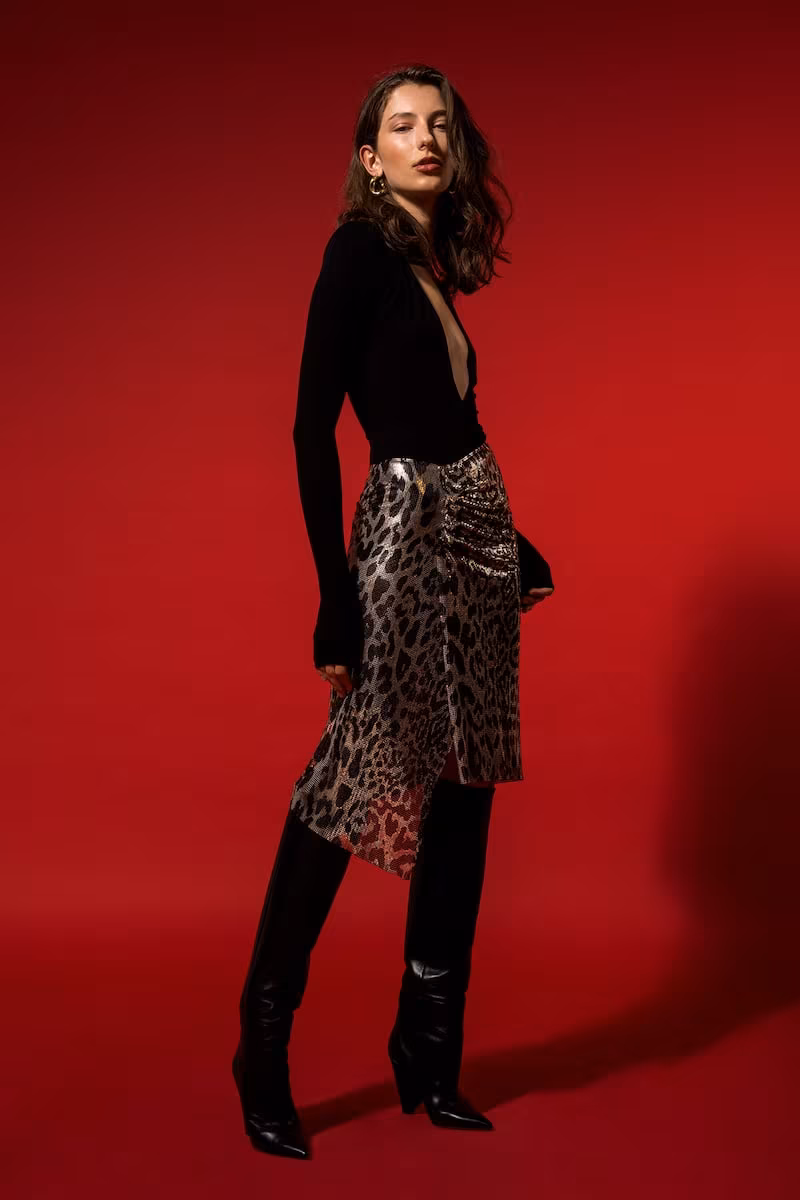 Paco Rabanne Leopard Metal Mesh Skirt