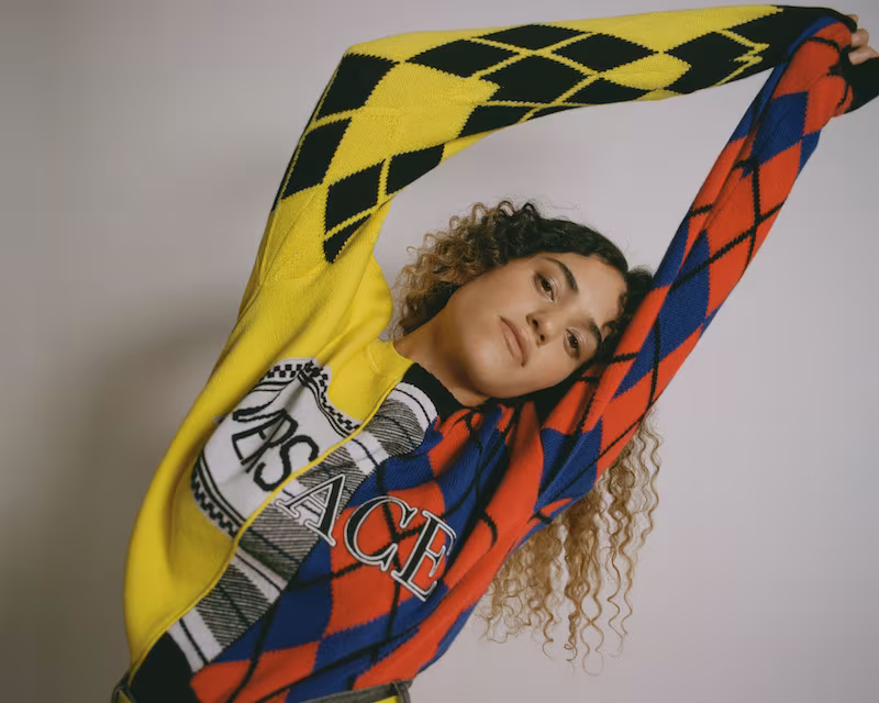 Versace Yellow & Multicolor Logo Reconstructed Sweater