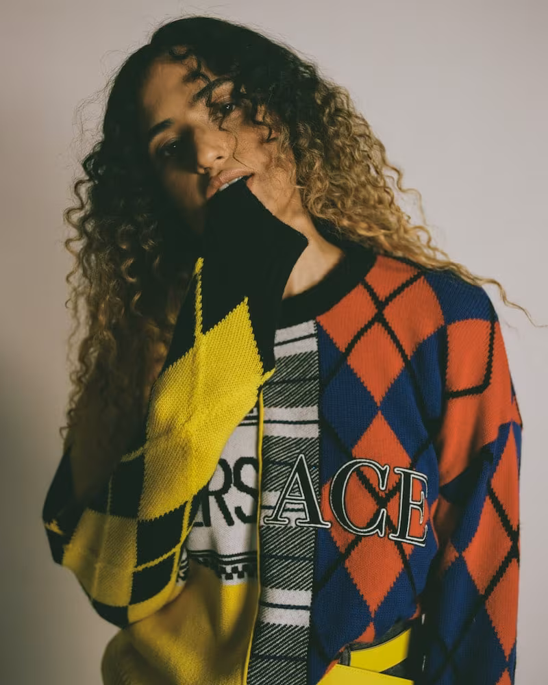 Versace Yellow & Multicolor Logo Reconstructed Sweater