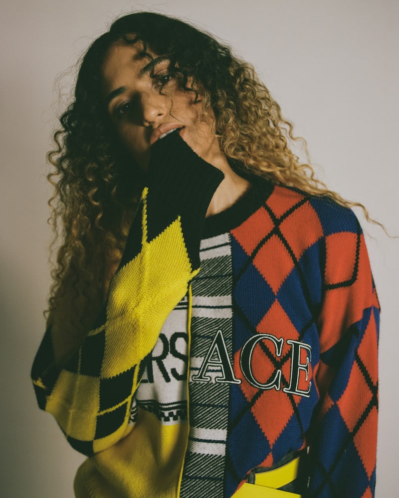 Versace Yellow & Multicolor Logo Reconstructed Sweater