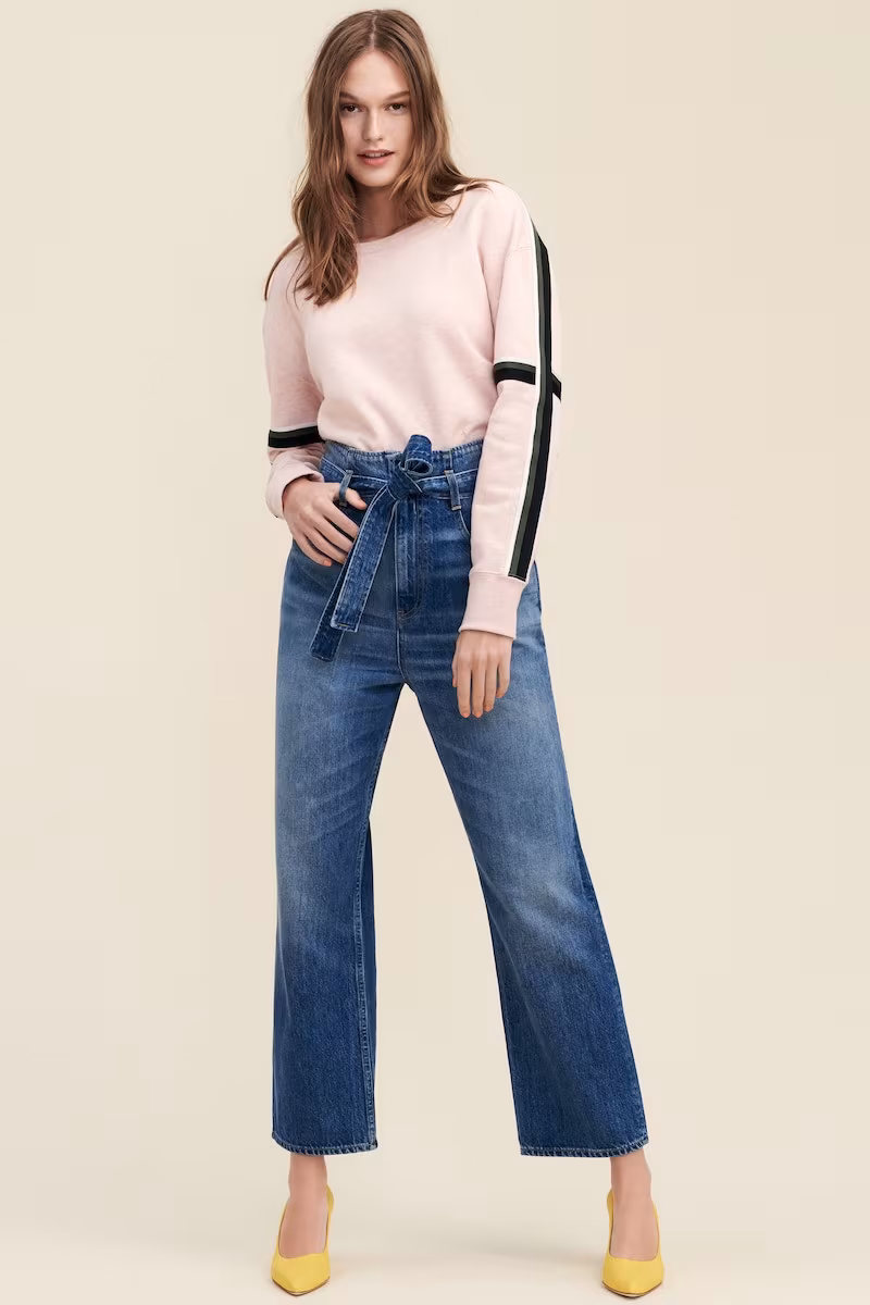 3x1 NYC Kelly Paperbag Waist Ankle Wide Leg Jeans