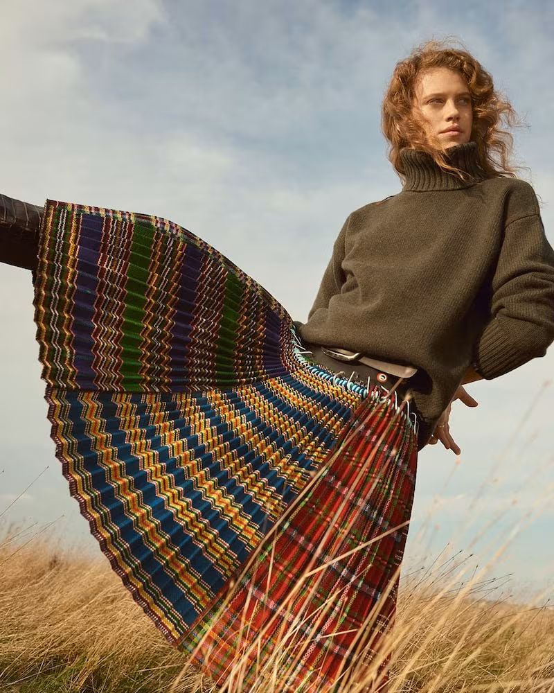 Chopova Lowena Pleated Wool Skirt