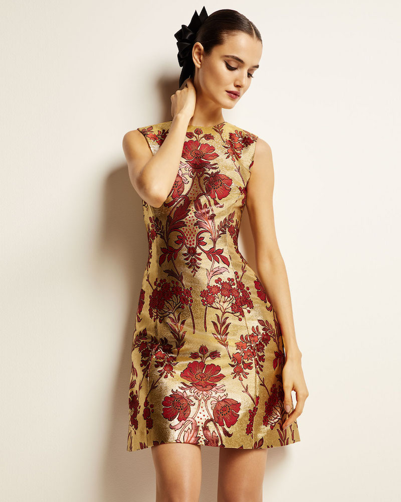 Dolce & Gabbana Sleeveless Metallic Floral-Jacquard A-Line Dress