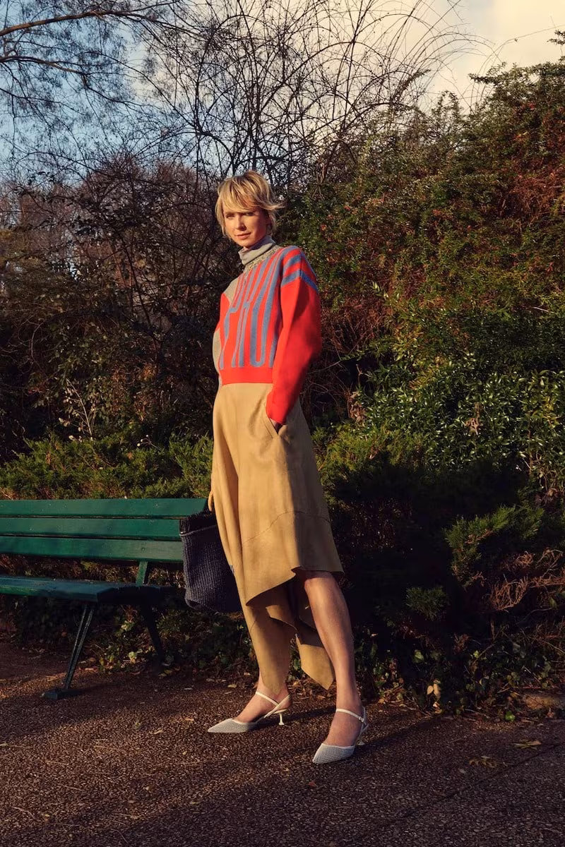 Loewe Asymmetric Skirt With Striped Panel