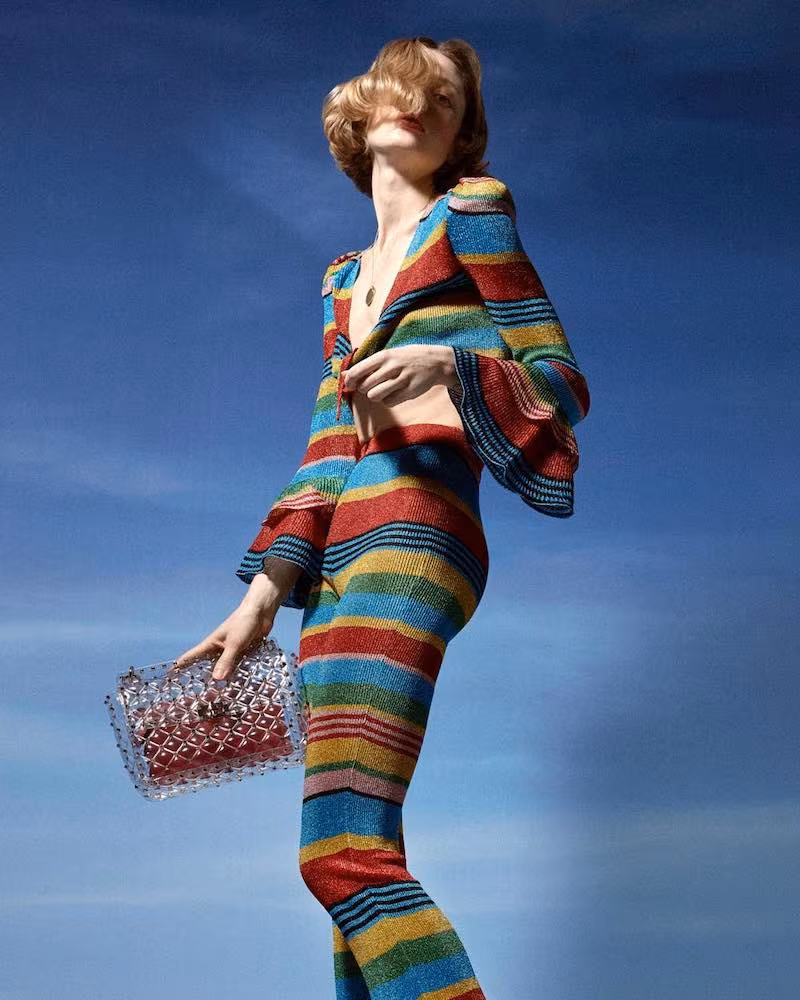 Moschino Striped Lurex Knit Pants