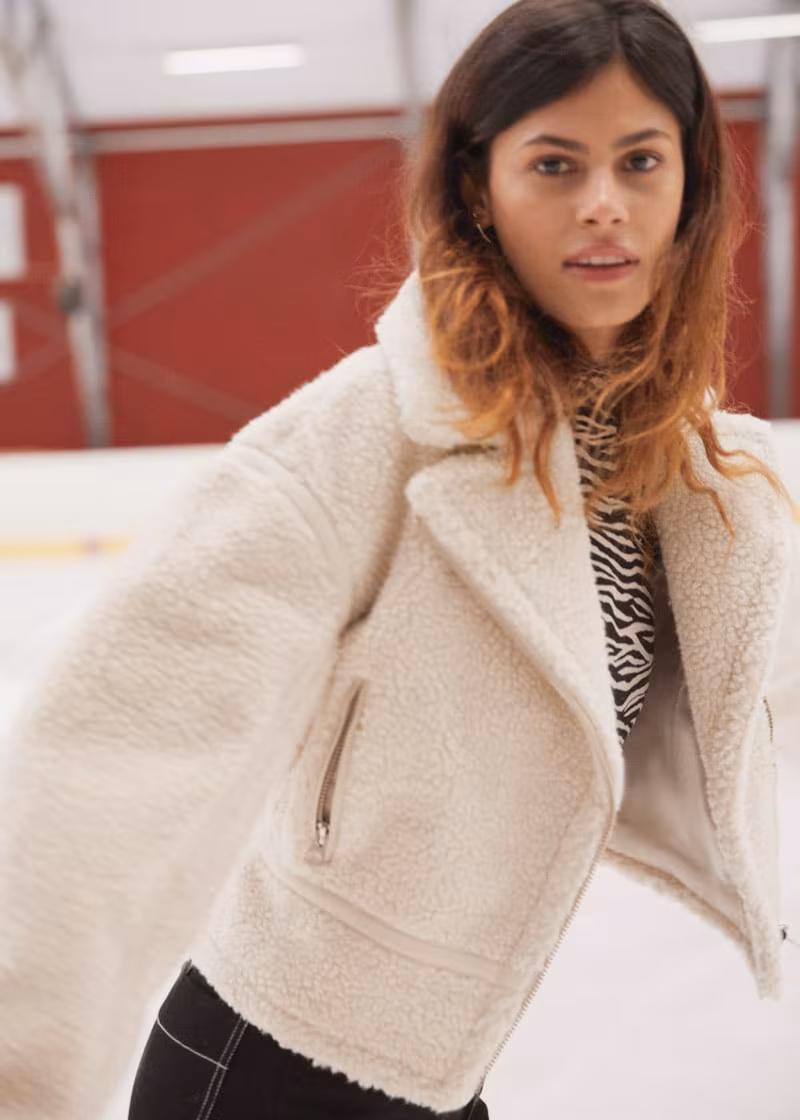 & Other Stories Cropped Faux Shearling Jacket