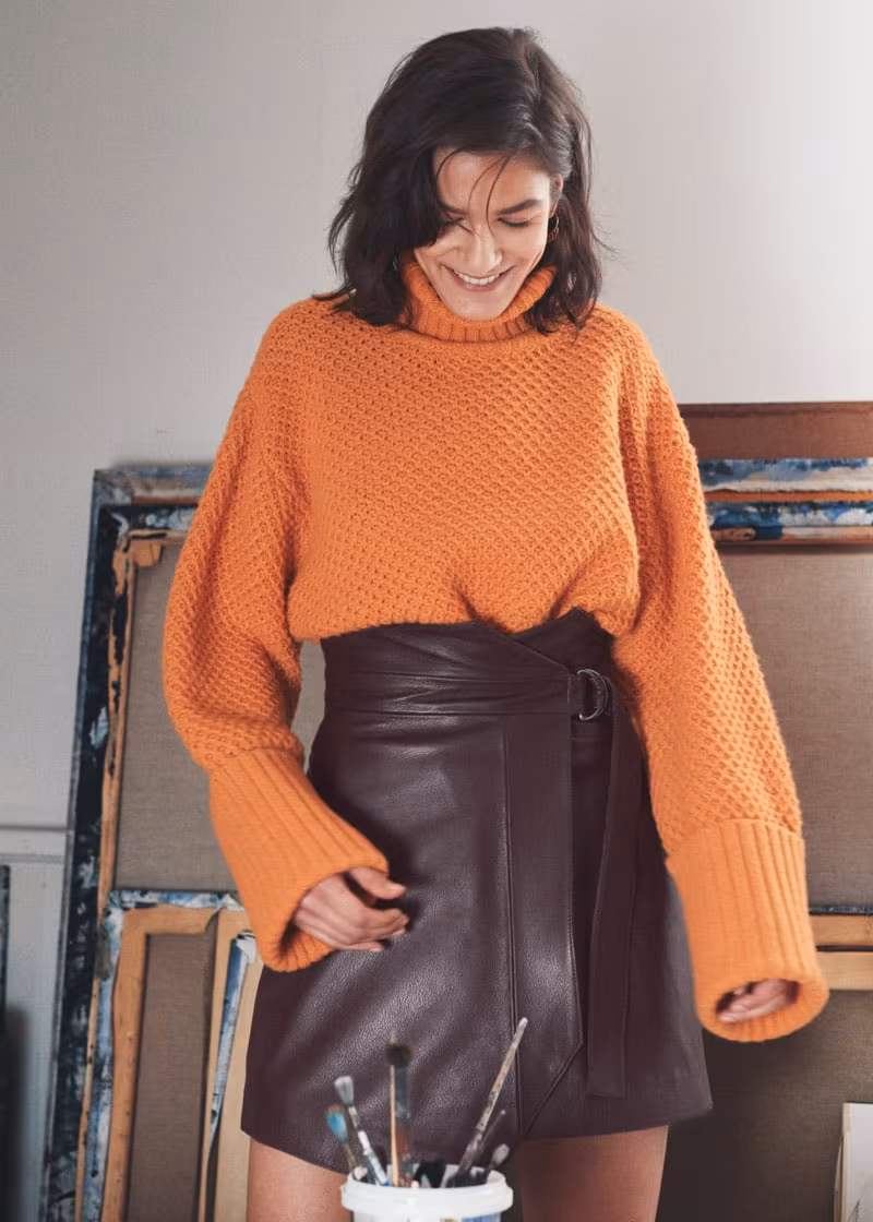 & Other Stories Cropped Wool Blend Turtleneck