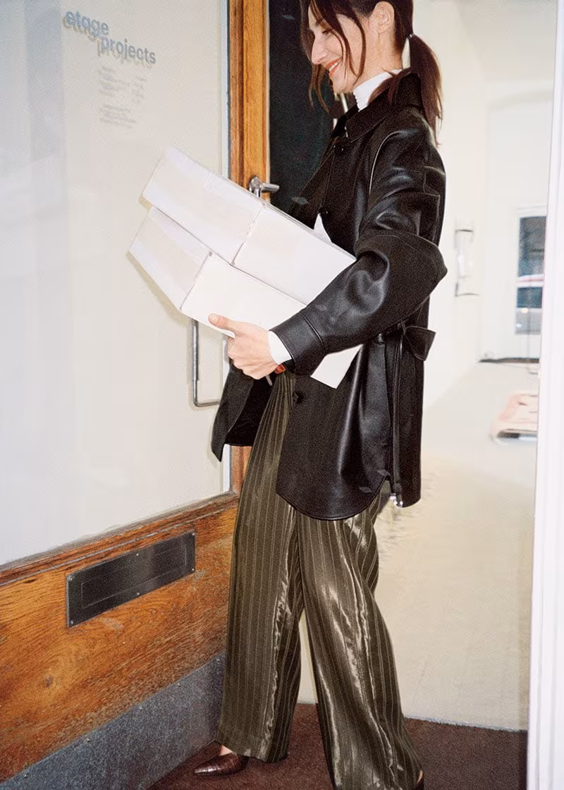 & Other Stories Oversized Belted Leather Jacket