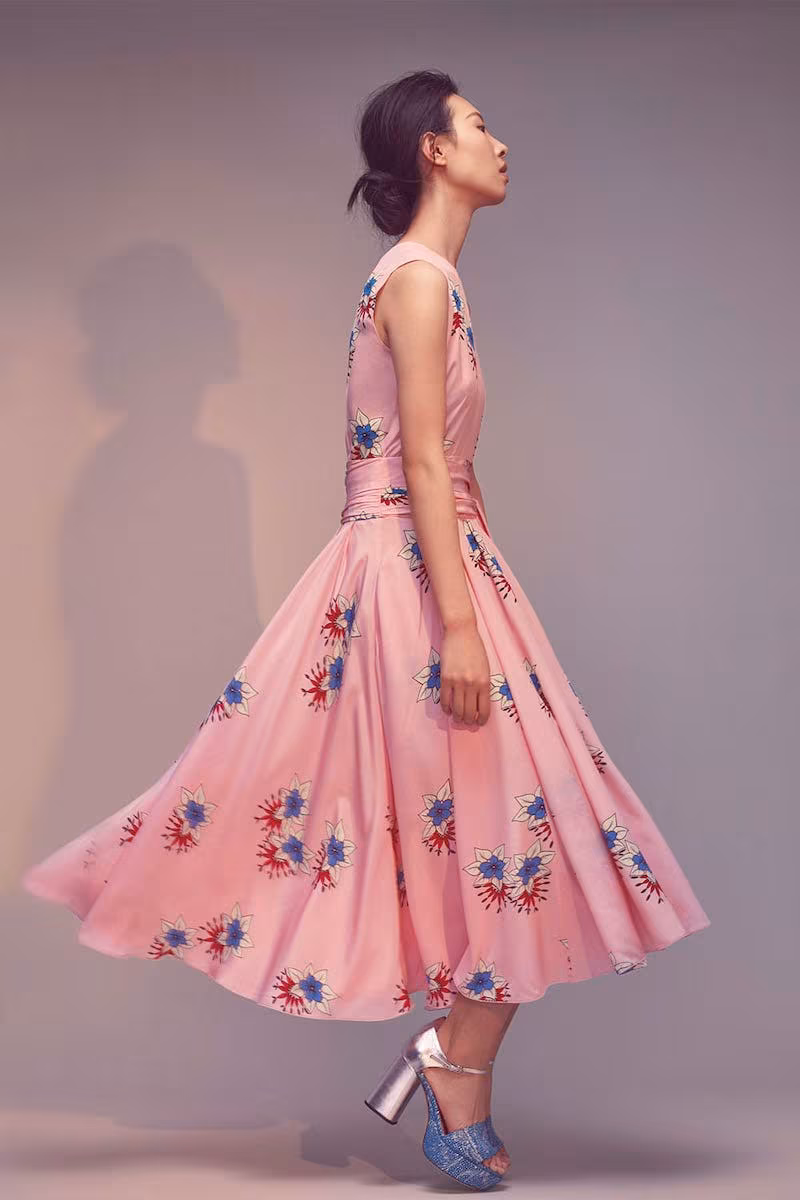 Rochas Floral-Printed Silk Crepe De Chine Midi Dress